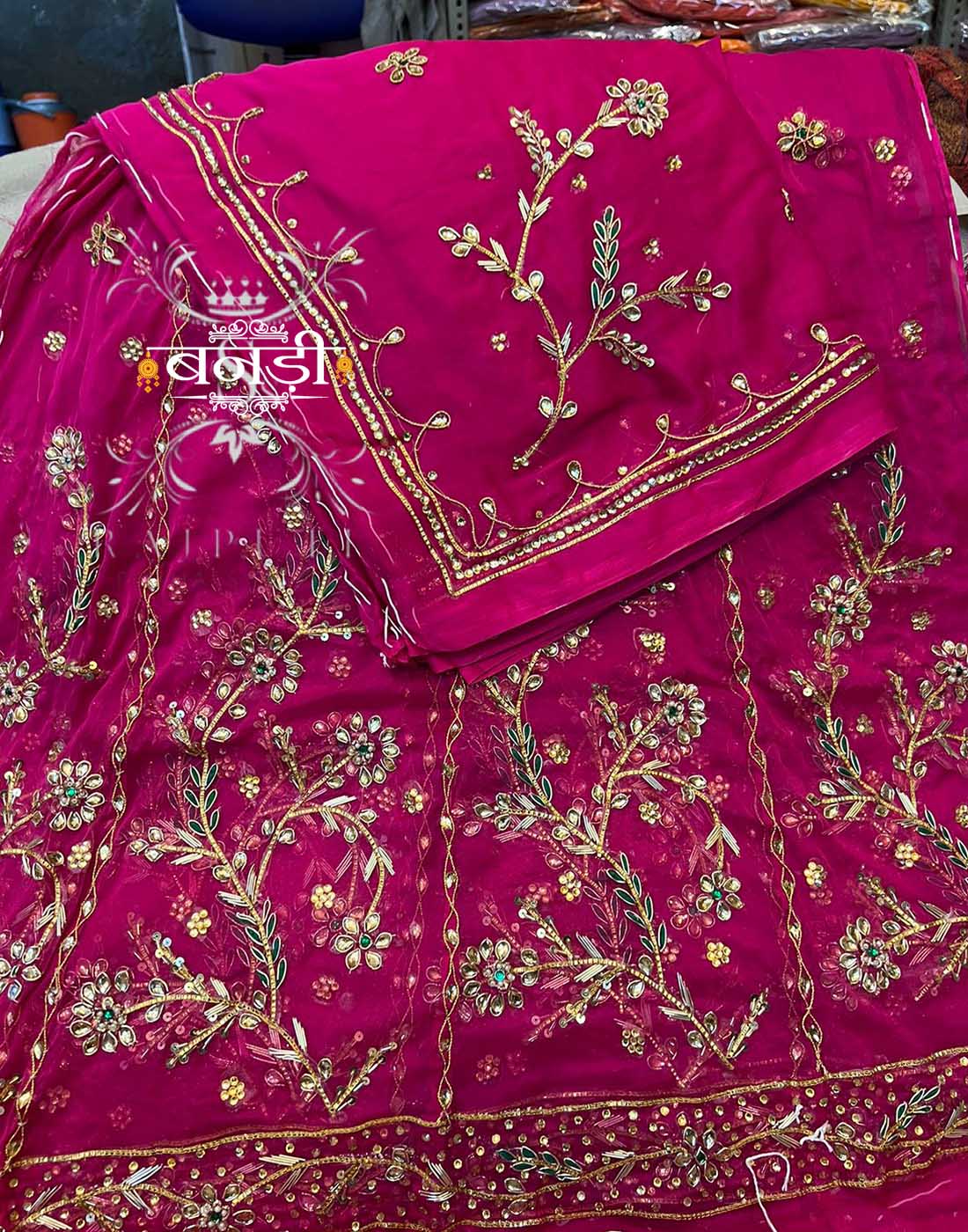 Zardozi work Poshak in Rani Color with Hamrahi Pure