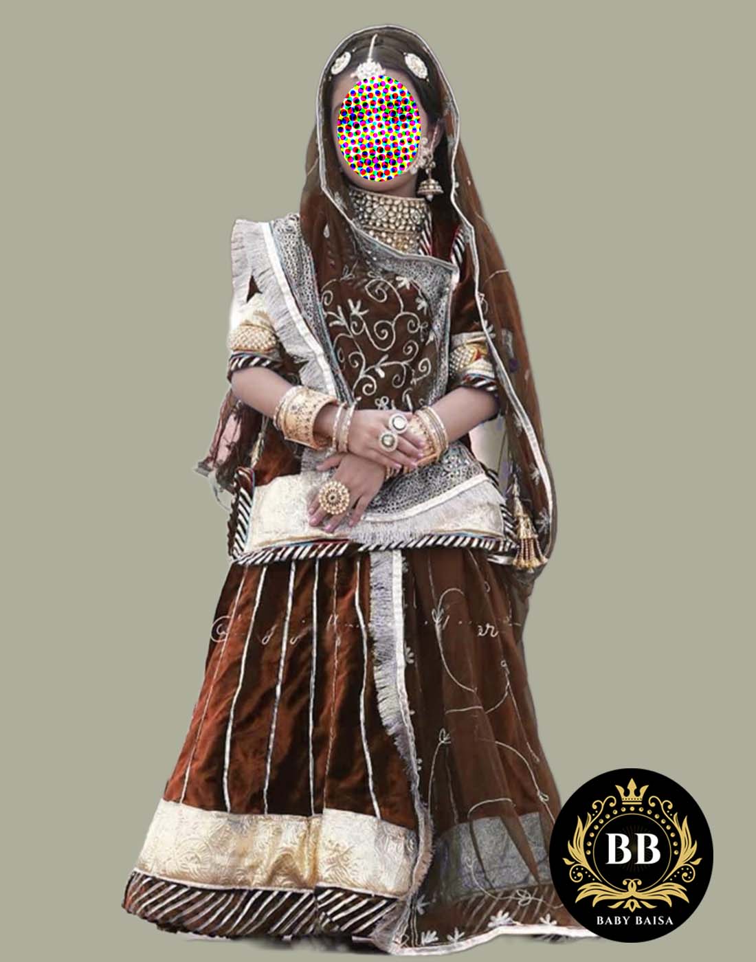 Girls Rajasthanii Poshak in Brown Color by Beendani Store