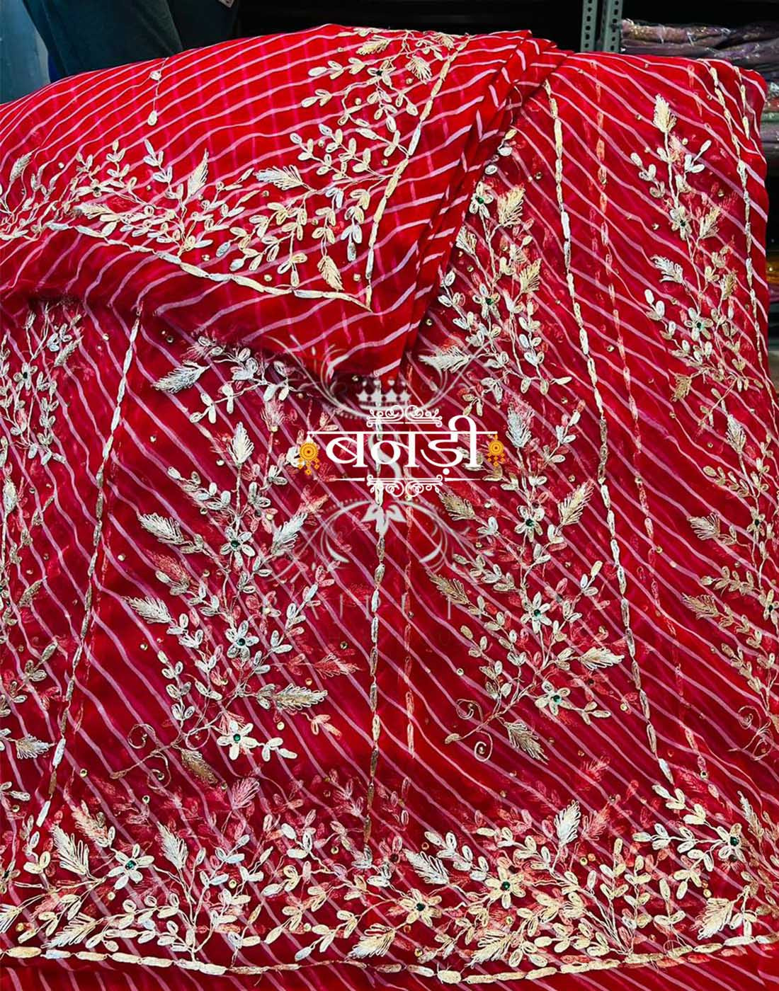 Lehriya Poshak in Red Color with Pitta Work