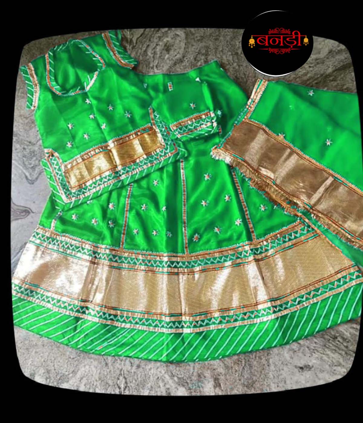 Young Girl Poshak in Rani Color with Satin Cloth