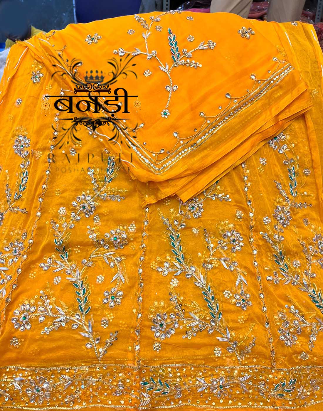 Mango Yellow Poshak Jardoshi Work with Hamrahi Pure Fabric