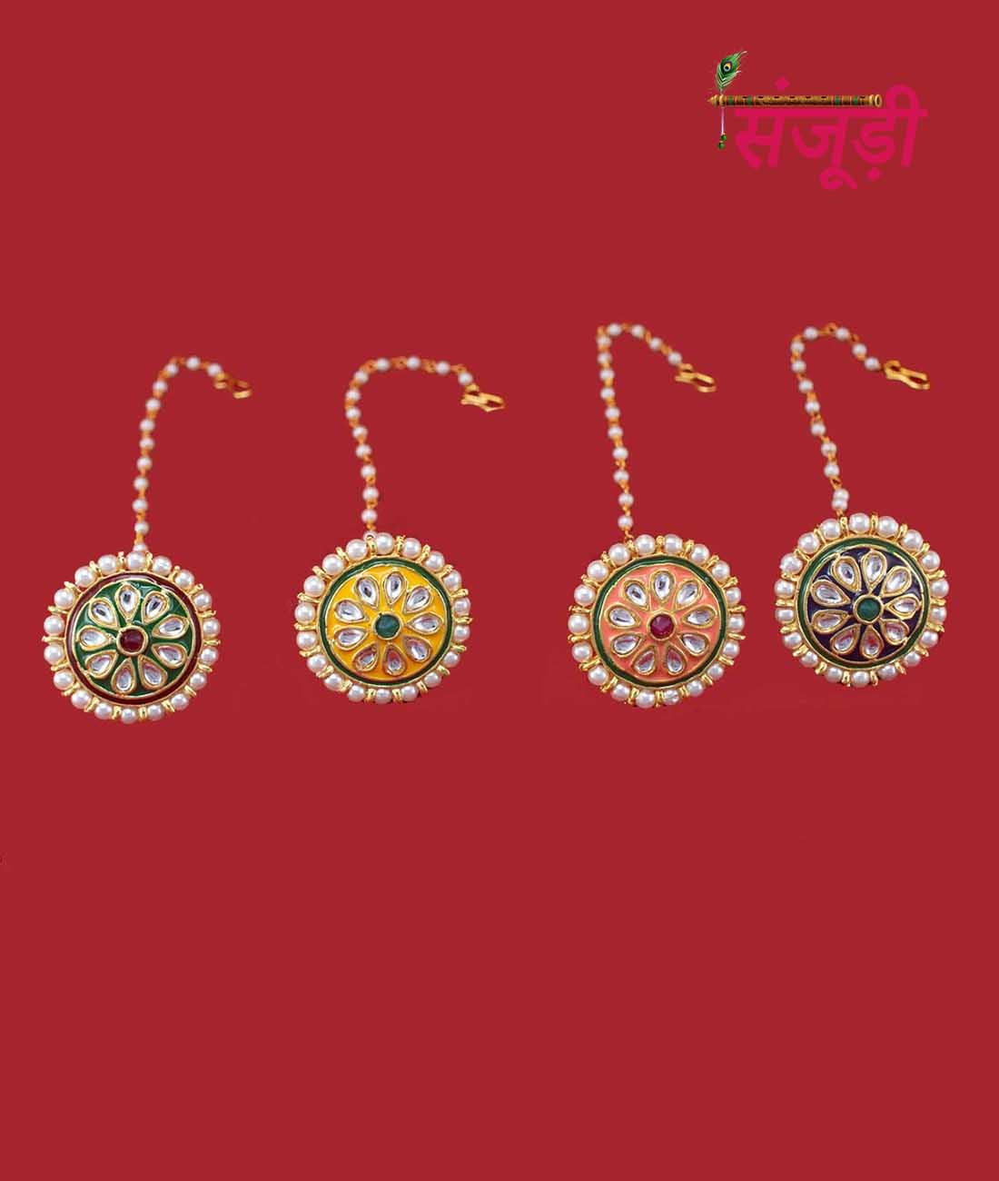 Borla Combo Set of 4 Rajasthani Borla with Meena Work