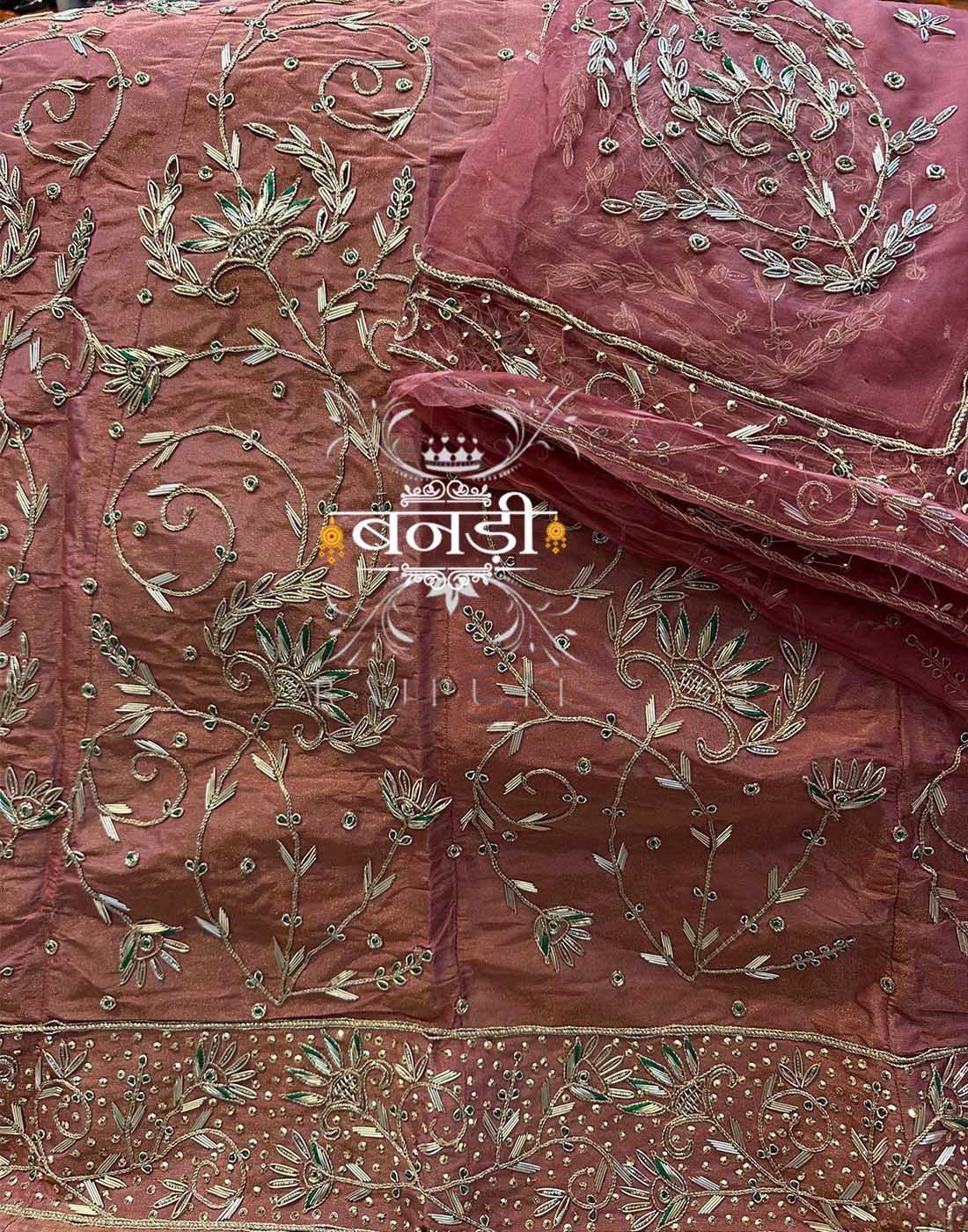 Heavy Work Rajasthani Poshak in Wooden Brown Color 