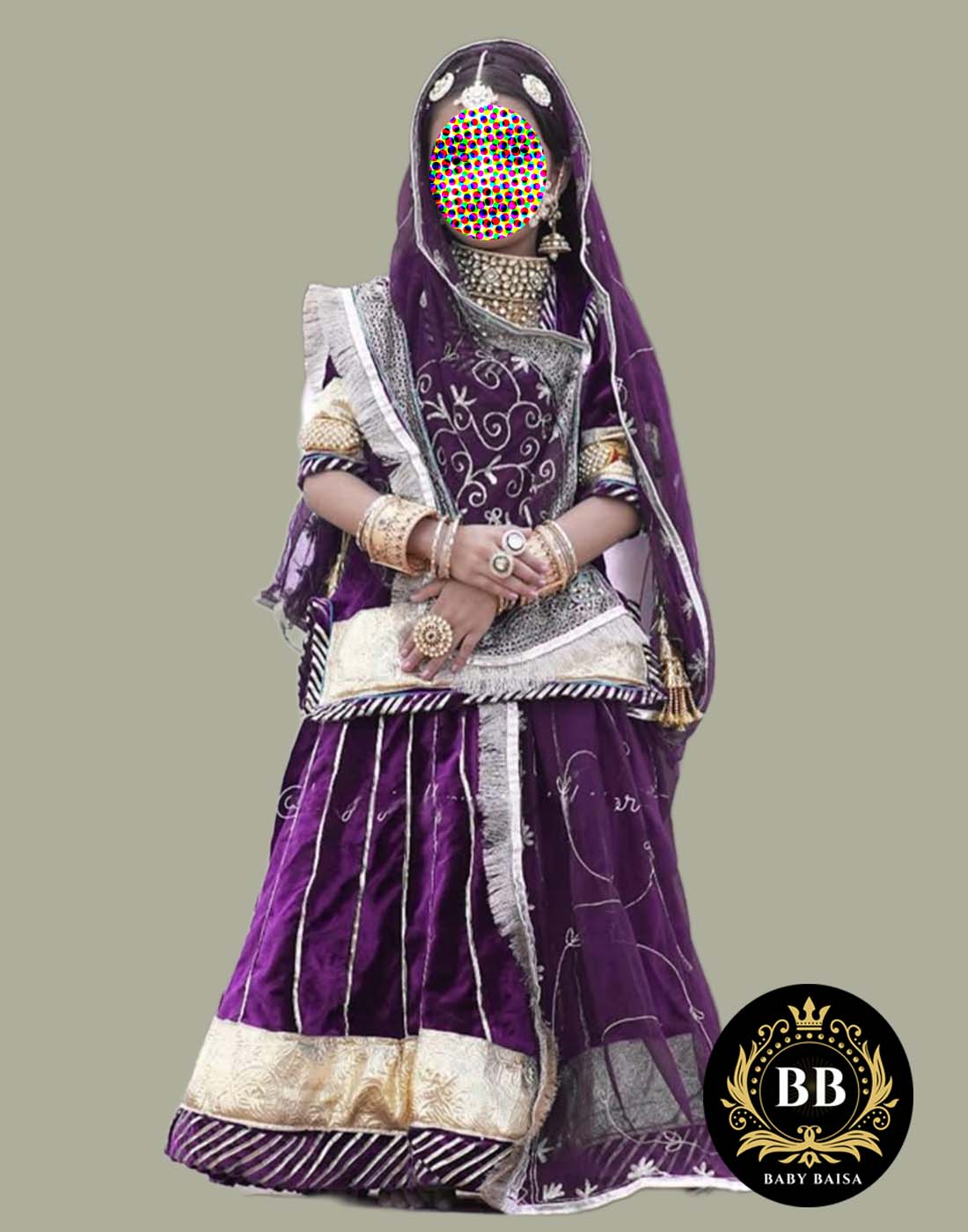 Girls Rajasthani Poshak in Wine Color by Beendani Store