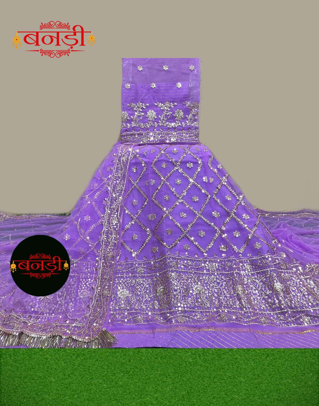 Partywear Rajputi Poshak in Lavender Color