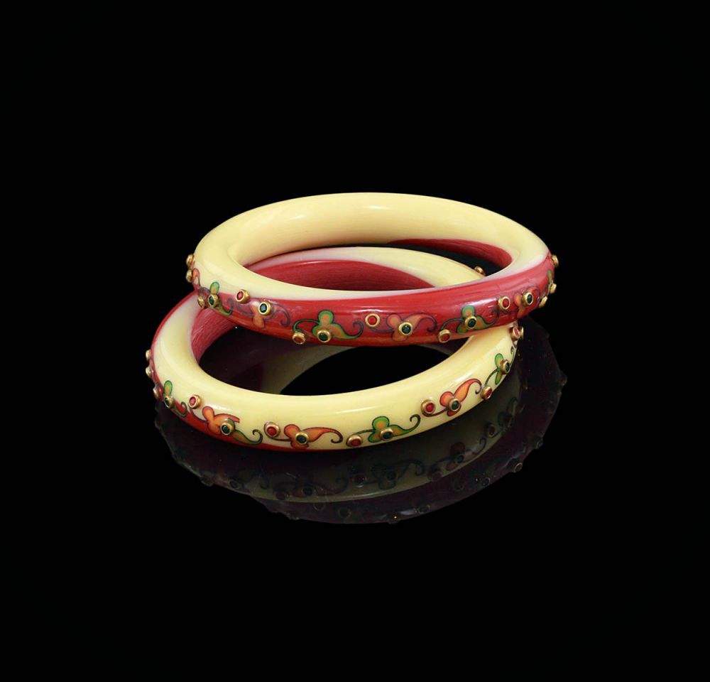 Rajwadi Bangles with Stone and Meena Work