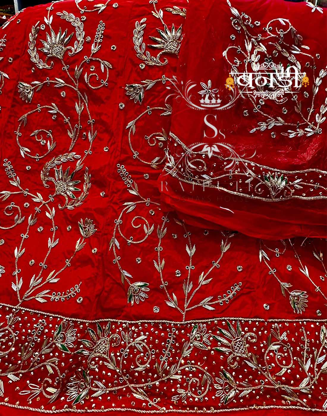 Red Color Heavy Work Poshak in Jardoshi 