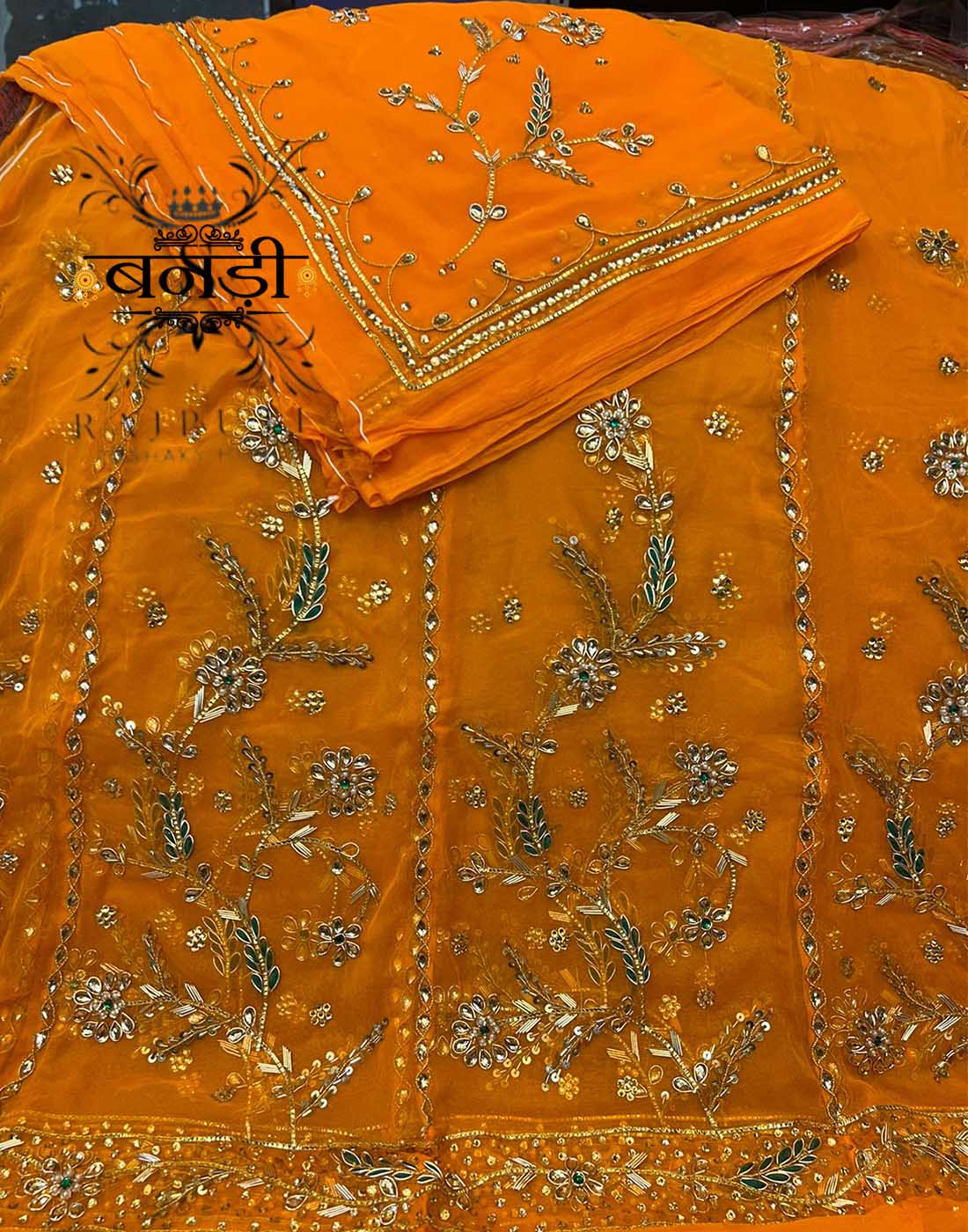 Yellow Jardoshi Work Poshak with Humrahi Pure Fabric