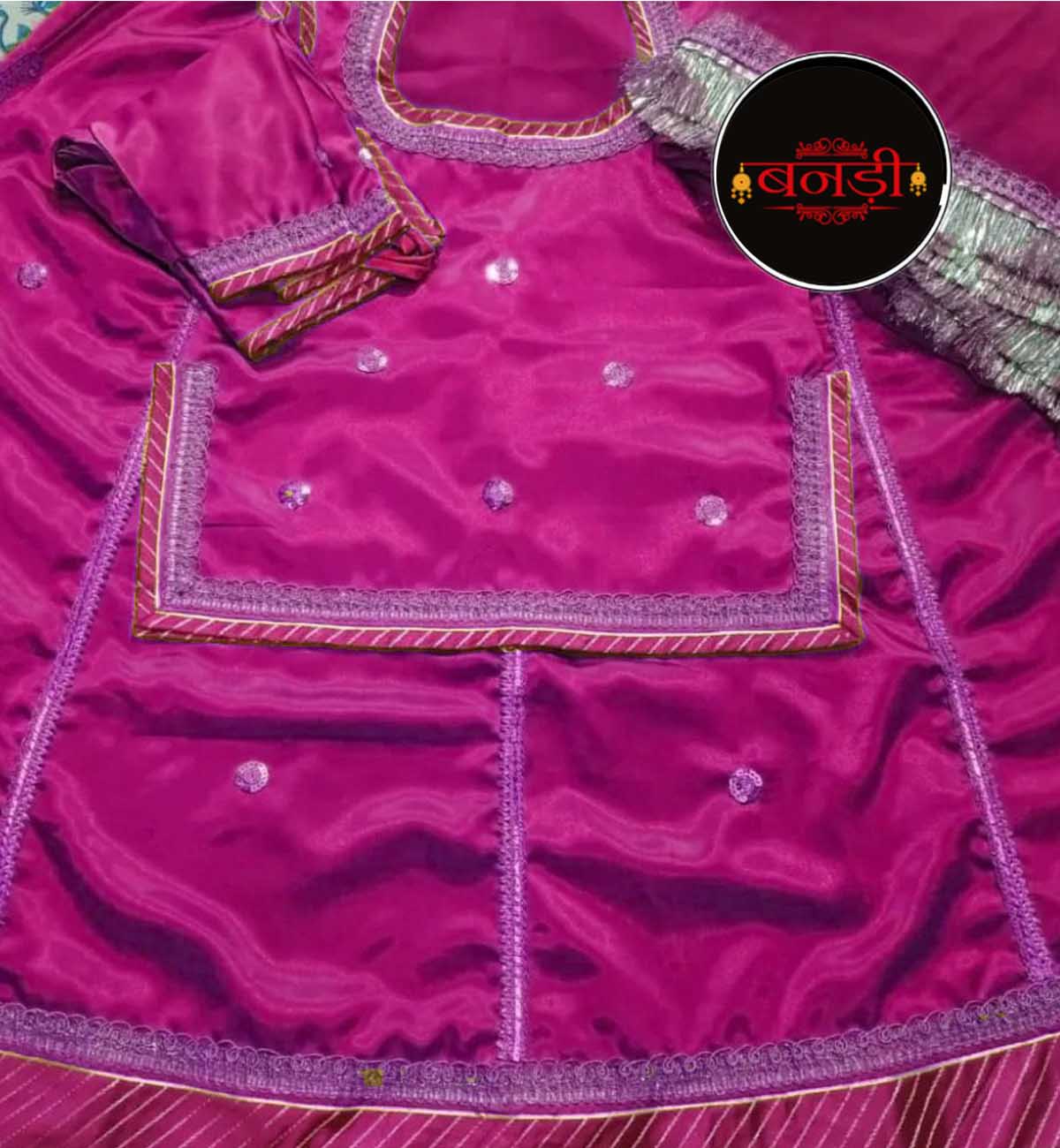 Rajputi Satin Suit in Dark Pink Color with Rani Magji