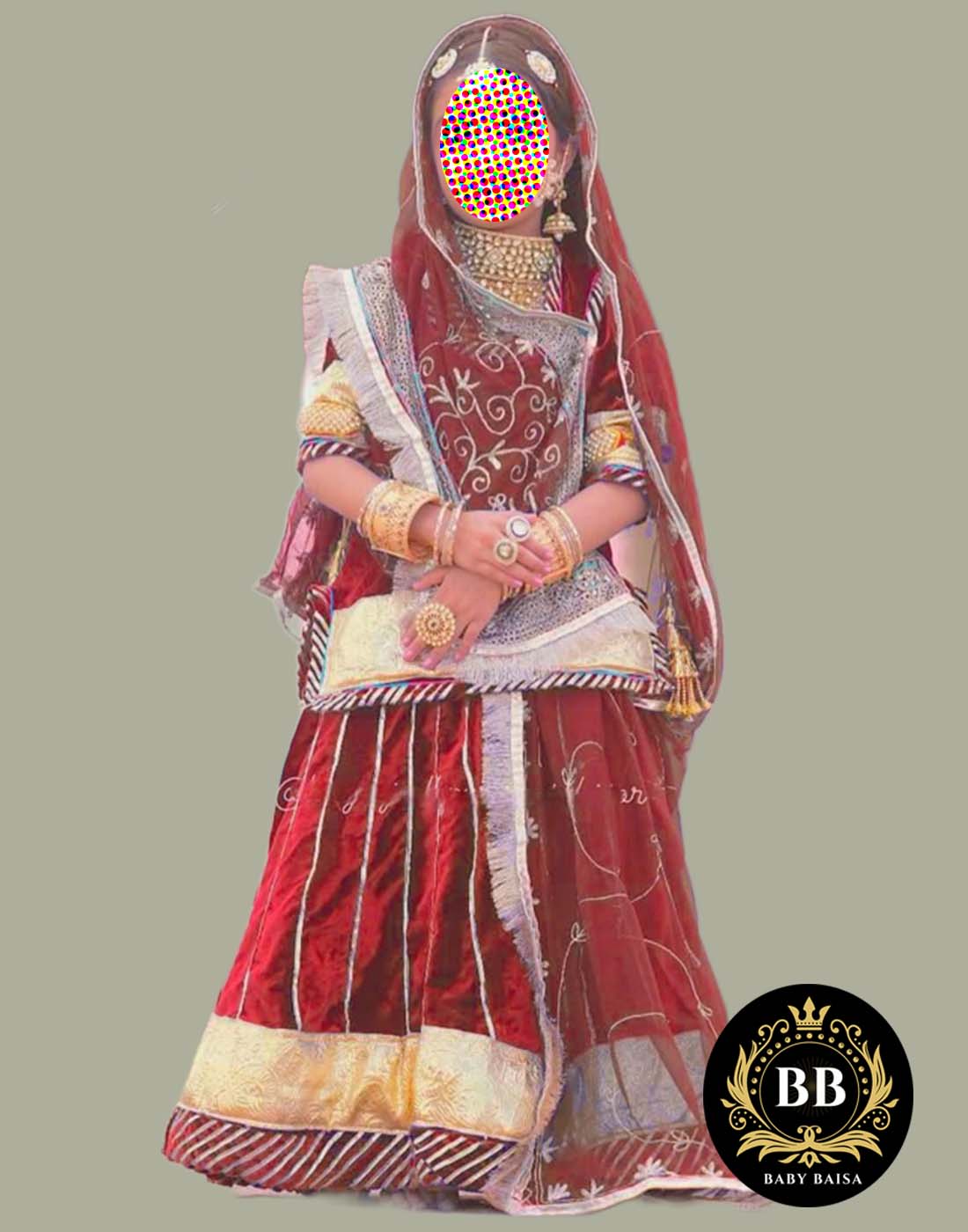 Girls Rajputi Poshak in Red Color by Beendani Store