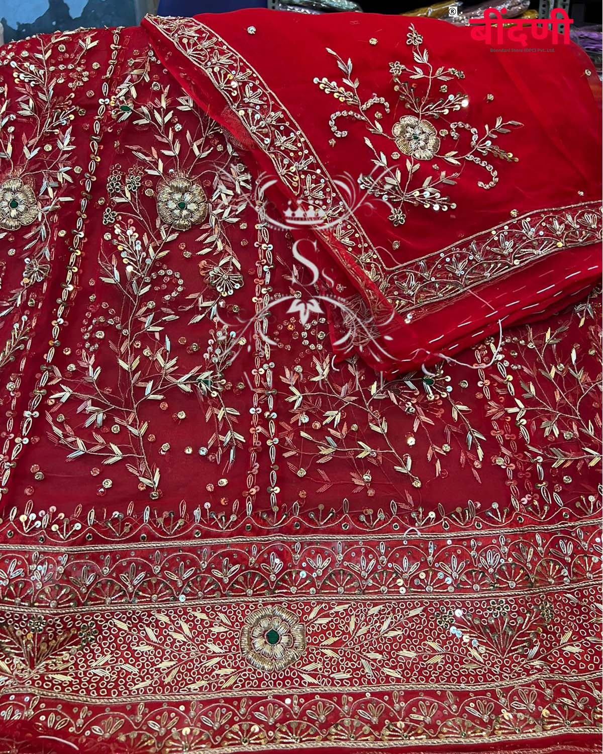 Bindani Bridal Poshak's Exquisite Red Thakurji Pure Poshak