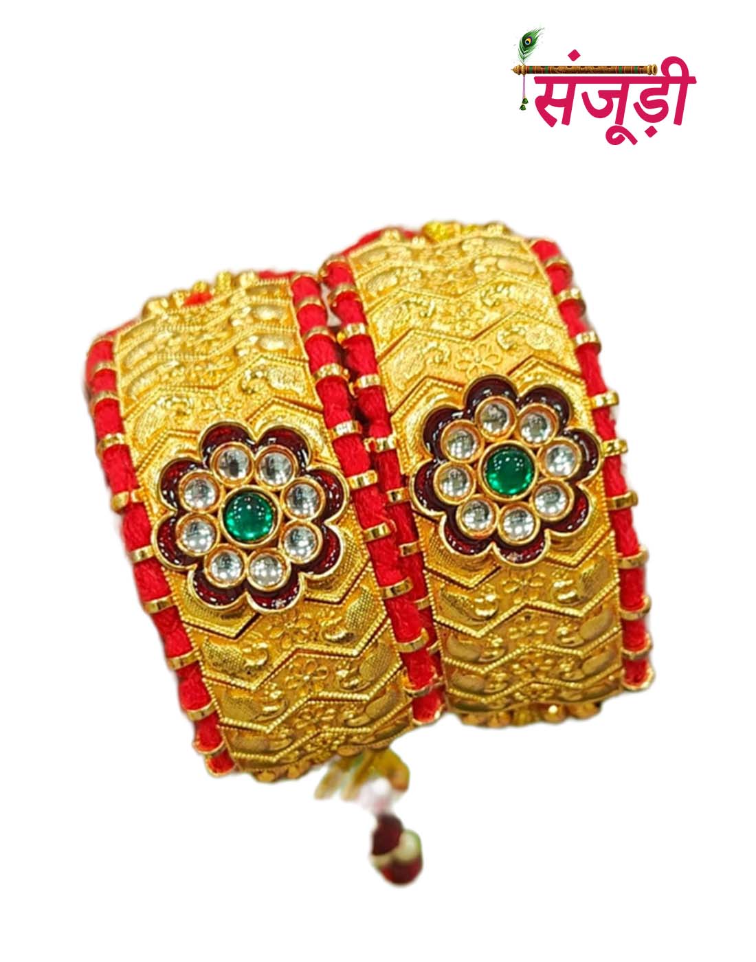 Latest Metal Golden Puncha with Red Povai