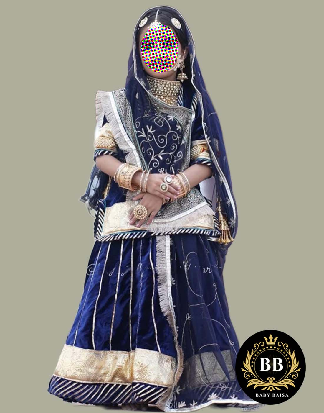 Girls Rajasthani Poshak in Blue Color by Beendani Store