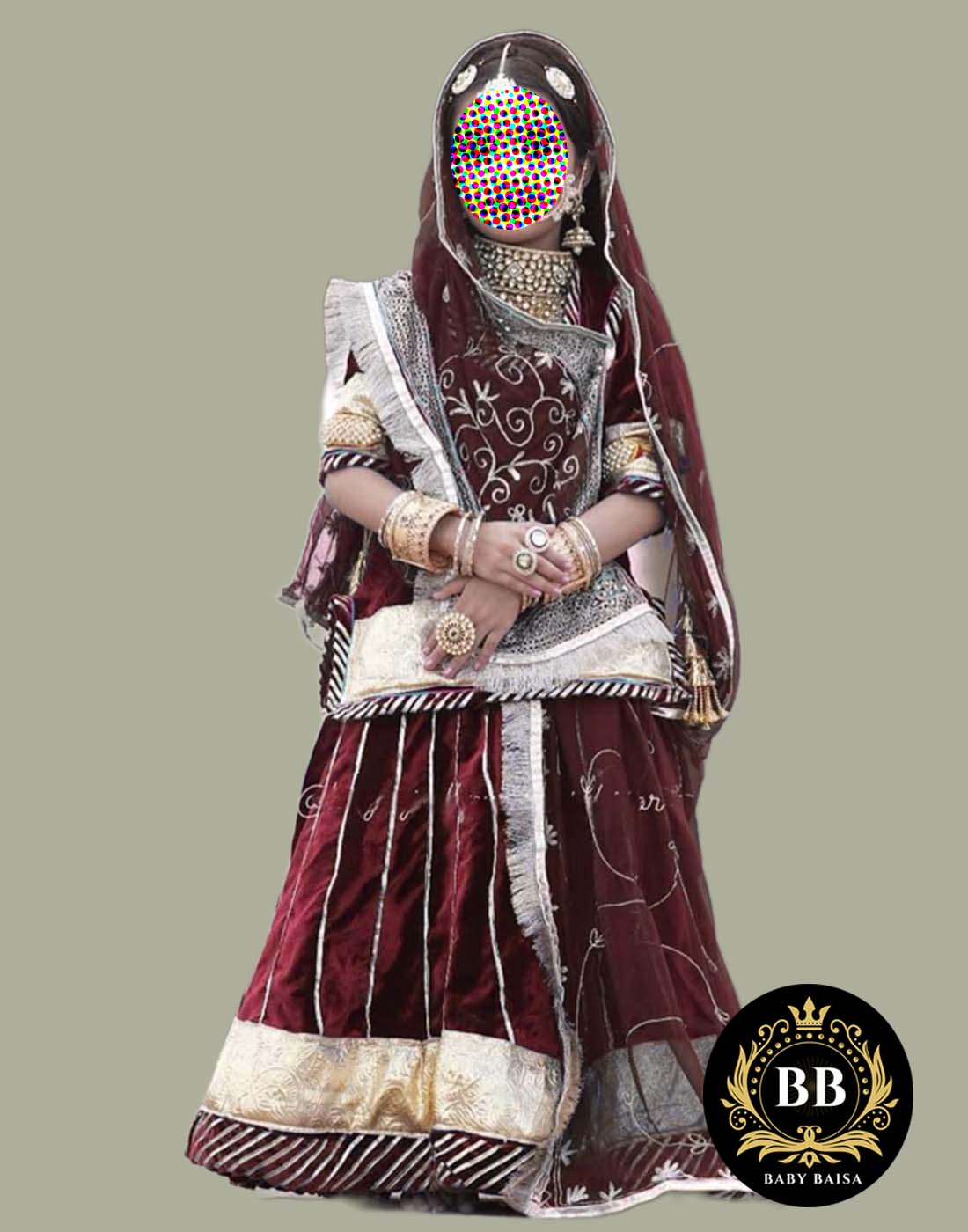 Girls Rajputi Poshak in Maroon Color by Beendani Store