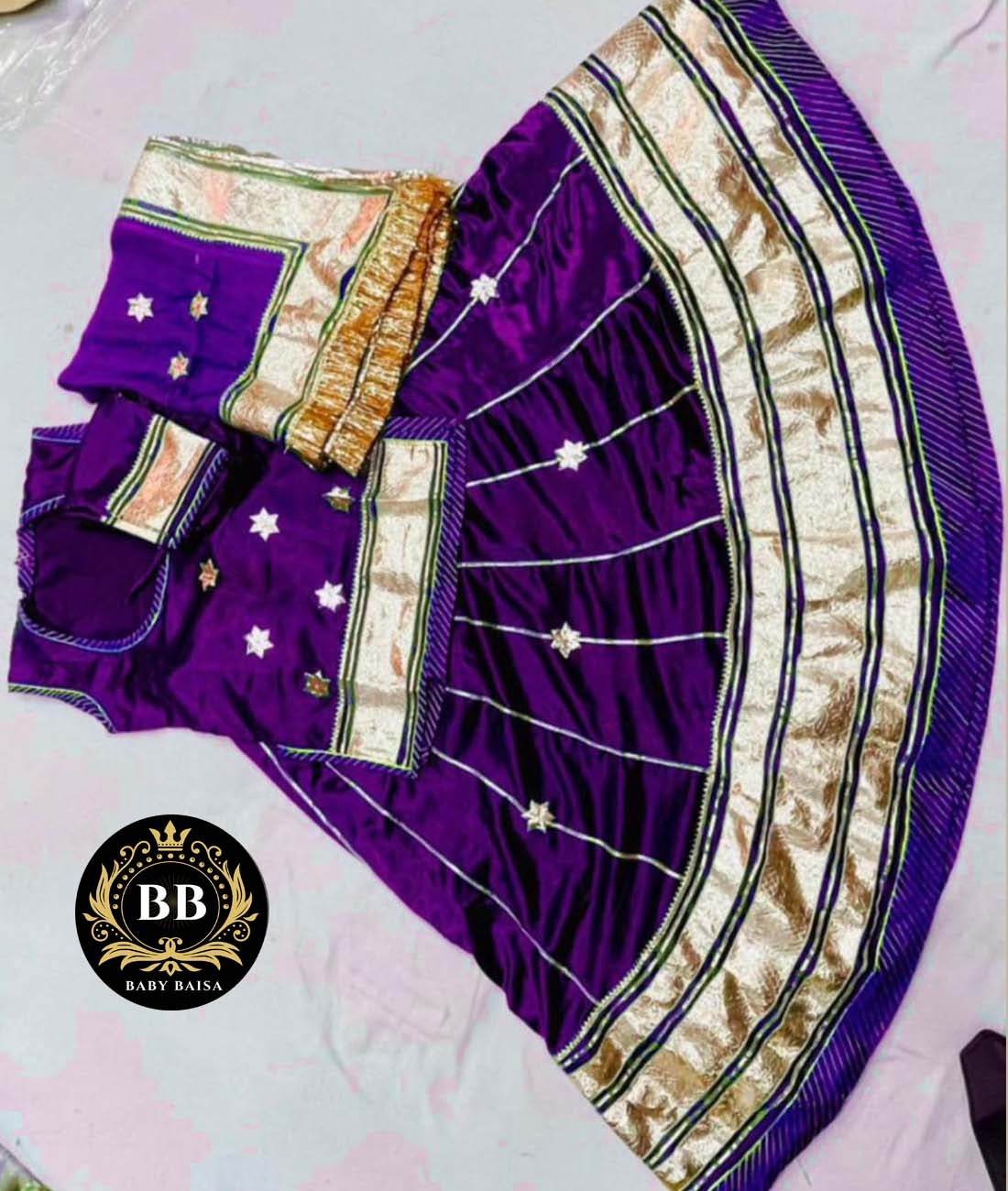 Kids Poshak in Purple Color with Lace Work