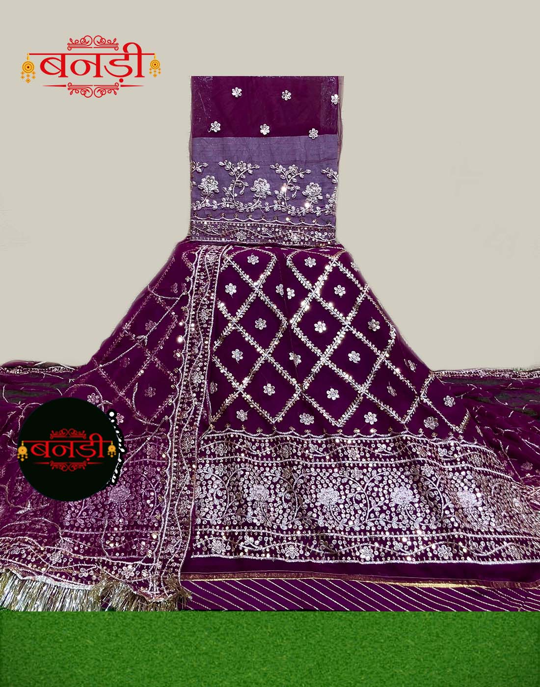 Partywear Rajputi Poshak in Purple Color