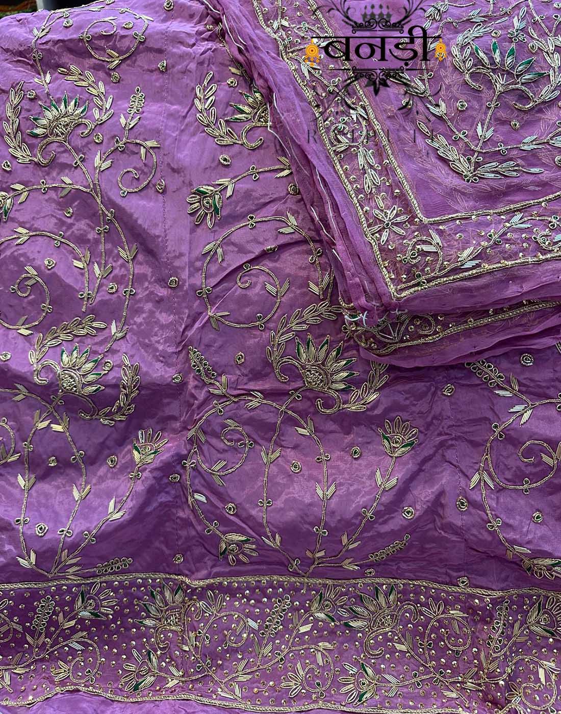 Heavy Work Rajasthani Poshak in Lavender Color 