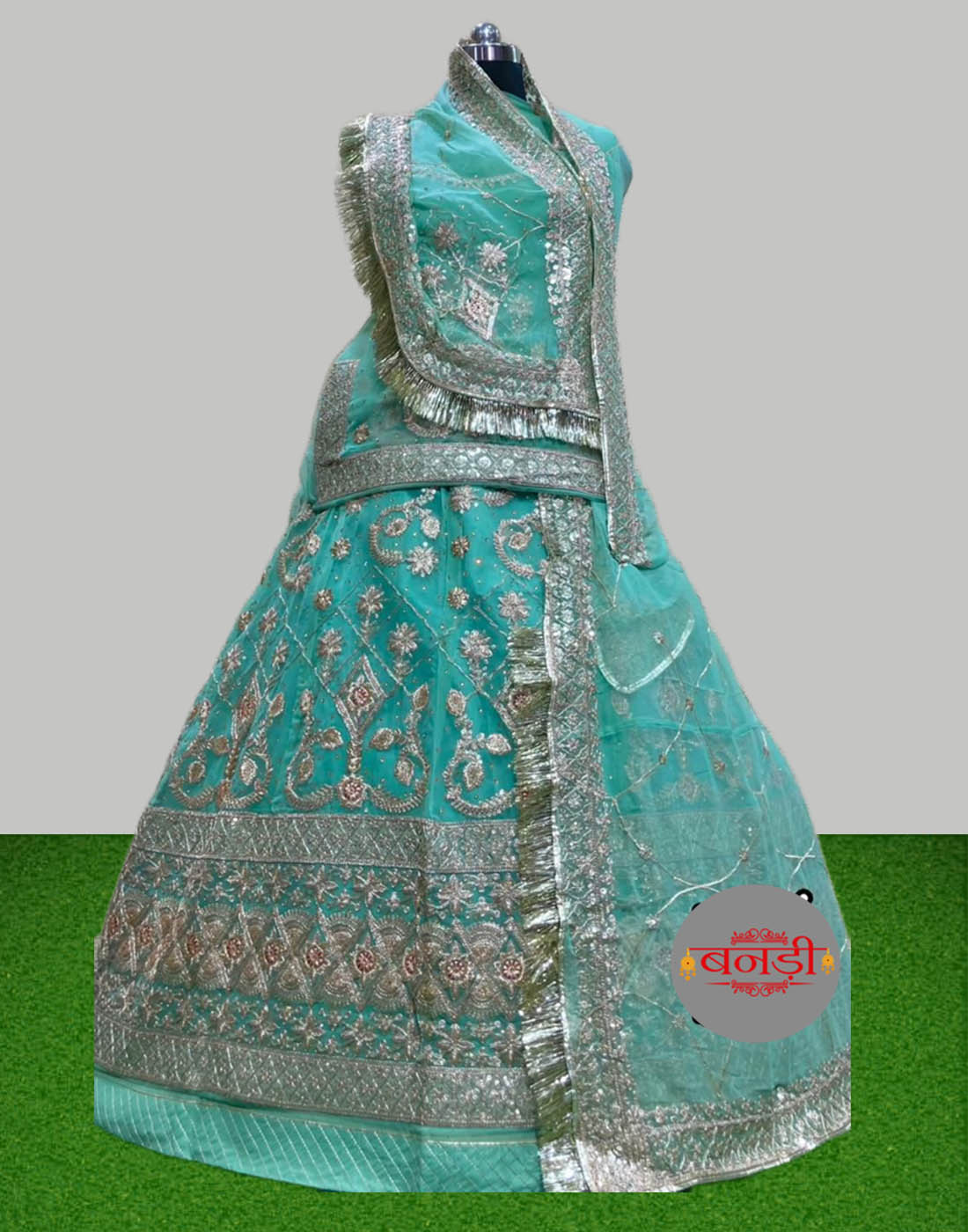 Firozi Kesariya Poshak Design