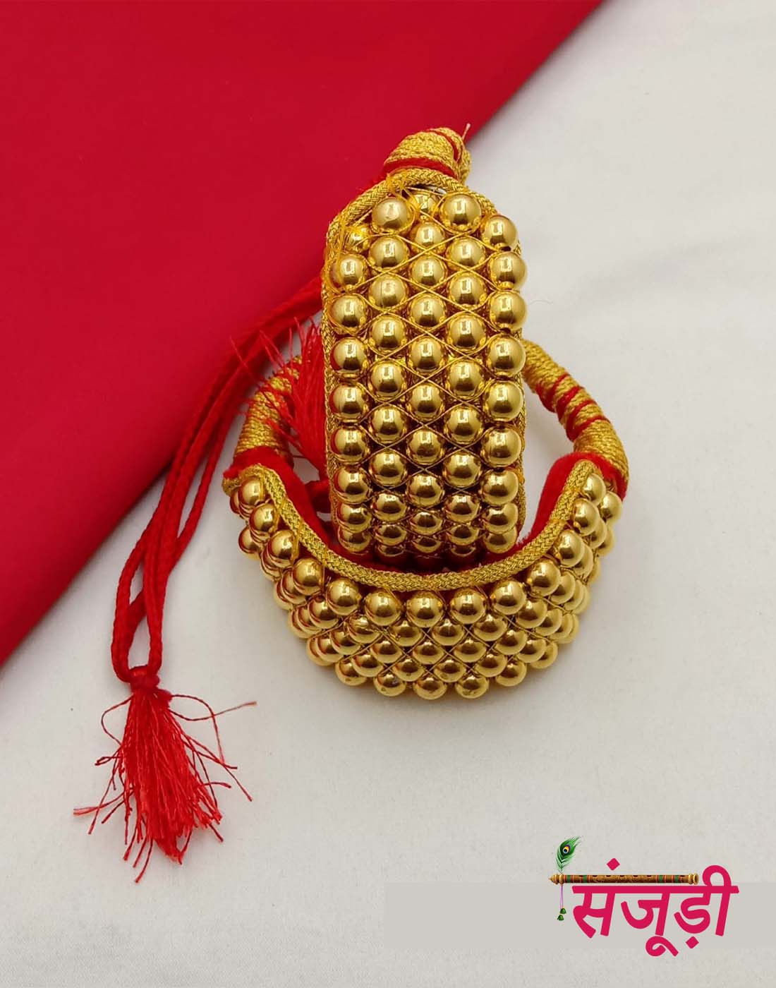 Rajasthani Golden Puncha with Red Color Povai