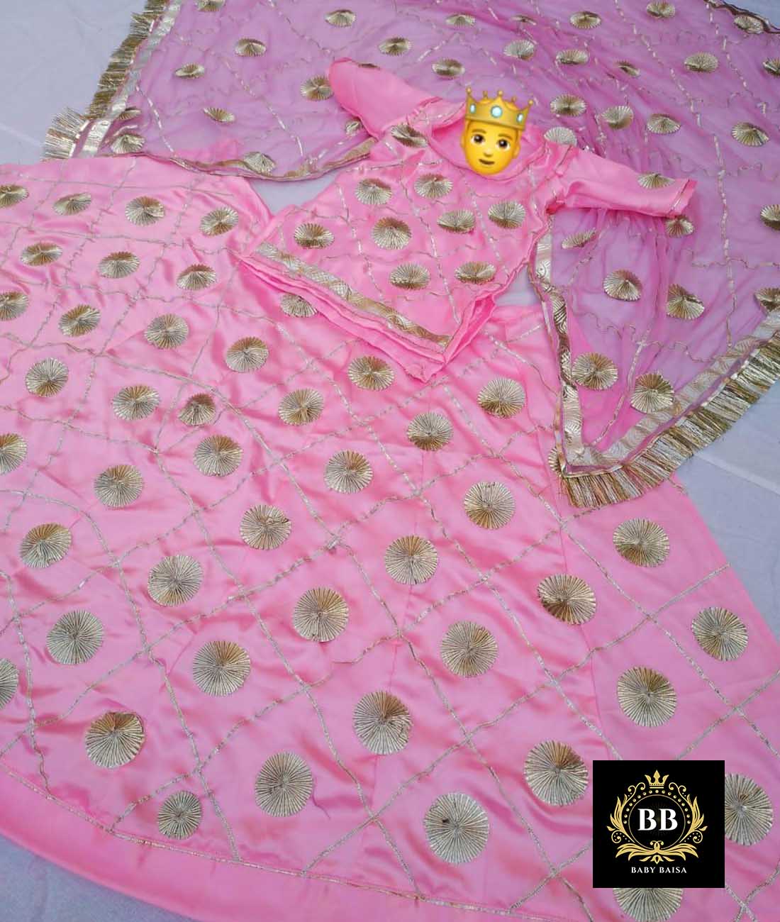 Pink Rajputi Lehenga Choli for Kids Girls with Stitched