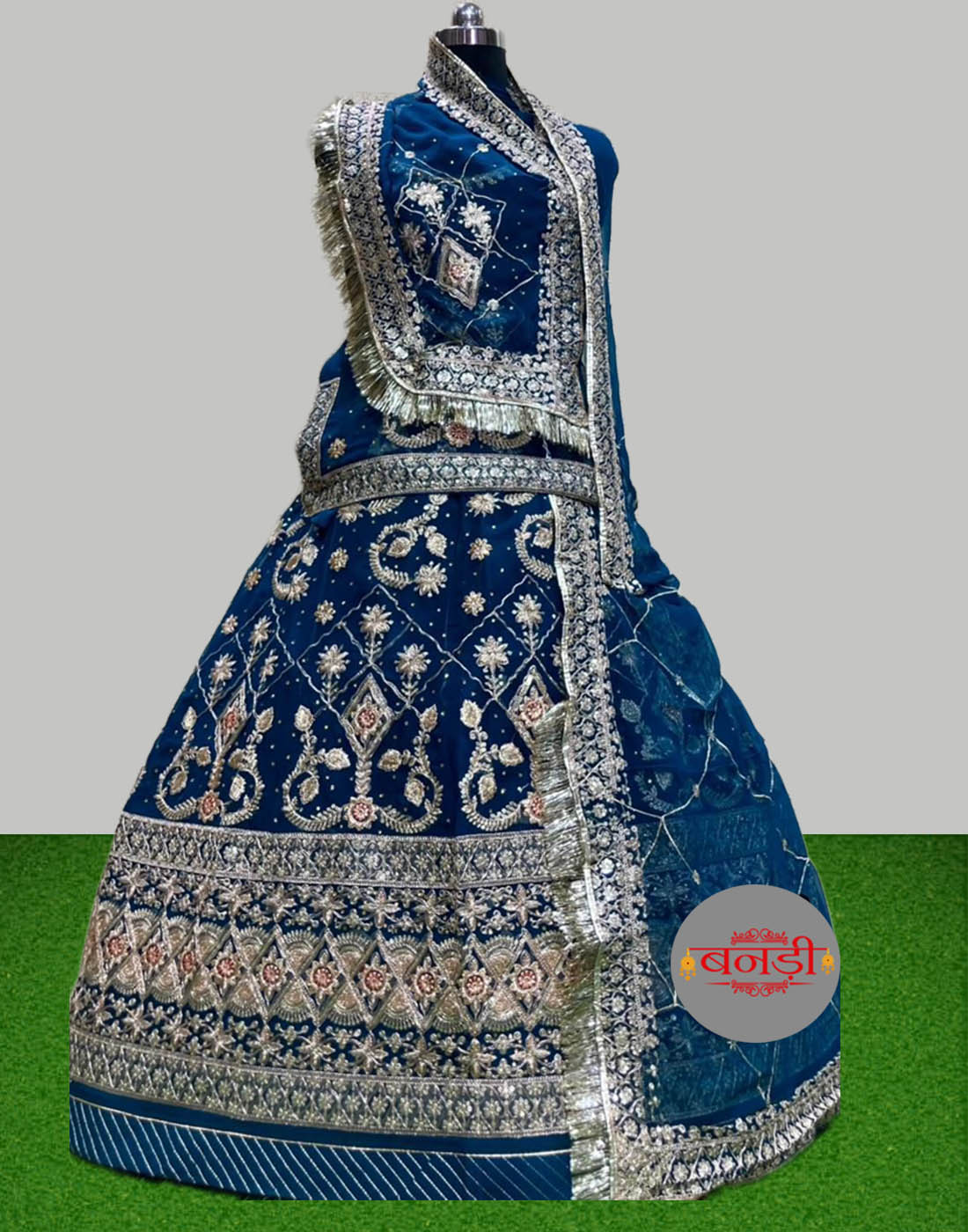 Peacock Blue Kesariya Poshak Design