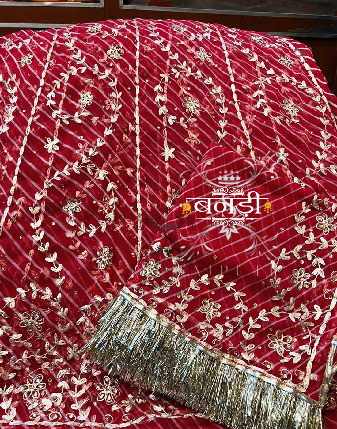 Rajasthani Leharya Poshak in Red Color with Pitta Work