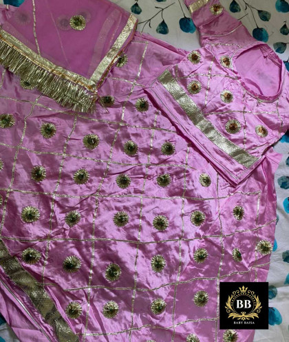 pink colour stitched poshak with gota-patti work (3-12 year)