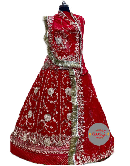 red kesariya poshak design 