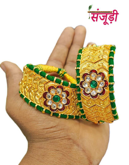 latest metal golden puncha with green povai