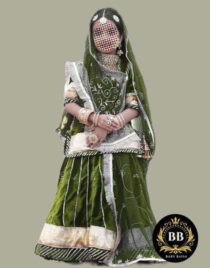 girls rajasthani poshak in mehandi green by beendani store